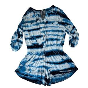 Young fabulous & broke womens small tiedye romper blue boho festive